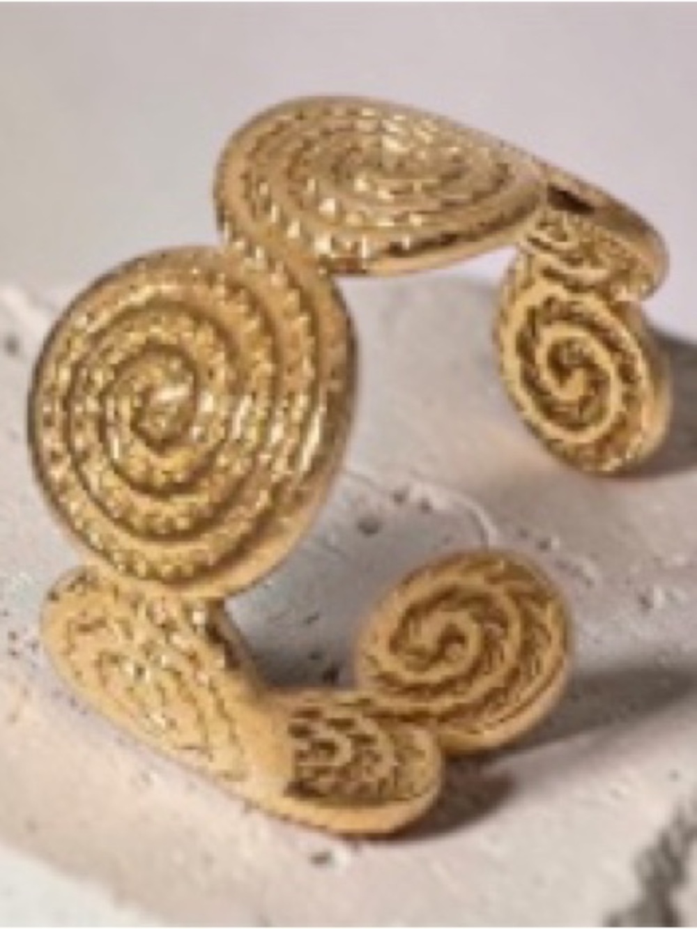 Gold plated Spiral Open Cuff modern Ring - Women Jewelry